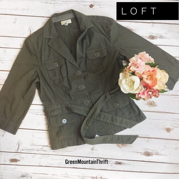 LOFT Jackets & Blazers - LOFT | Green 3/4 Sleeve Button Up Jacket Size M